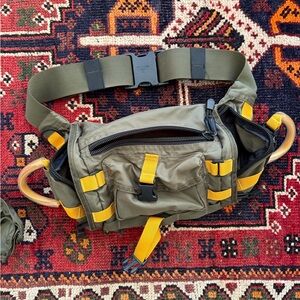 Old Khaki Olive and Yellow Belt Bag